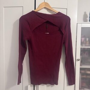 Women’s Zeagoo Maroon Ribbed Knit Top